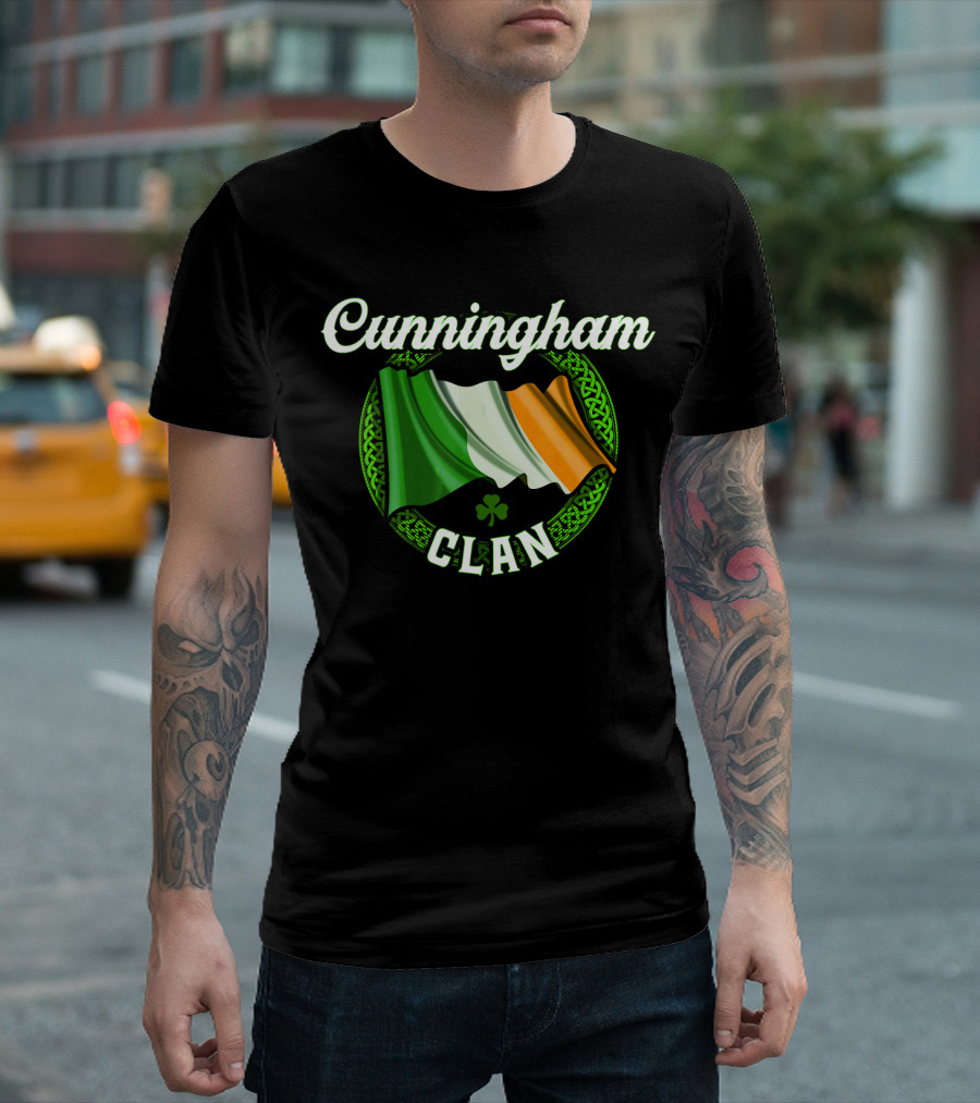 Cunningham Clan Irish Flag Shamrock Heritage T-Shirt