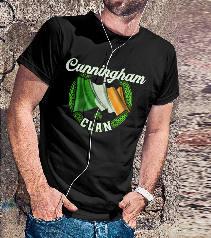 Cunningham Clan Irish Flag Shamrock Heritage T-Shirt