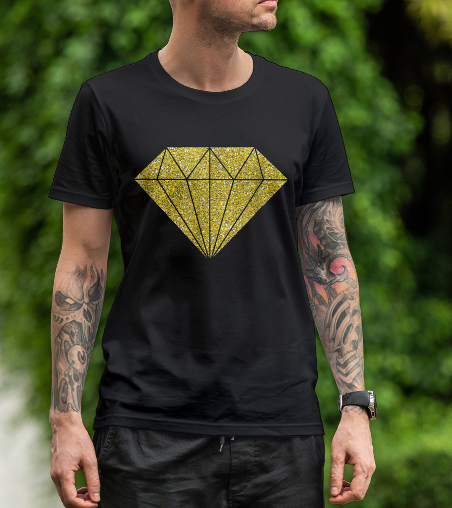 Diamond Bling Bling Gold Glitter Sparkle Gemstone T-Shirt