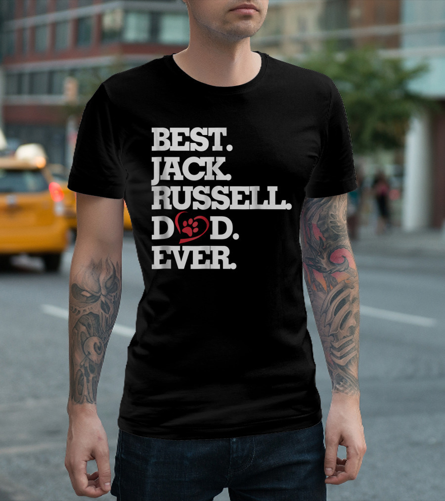 Best Jack Russell Dad Ever Dog Lover Paw Heart T-Shirt