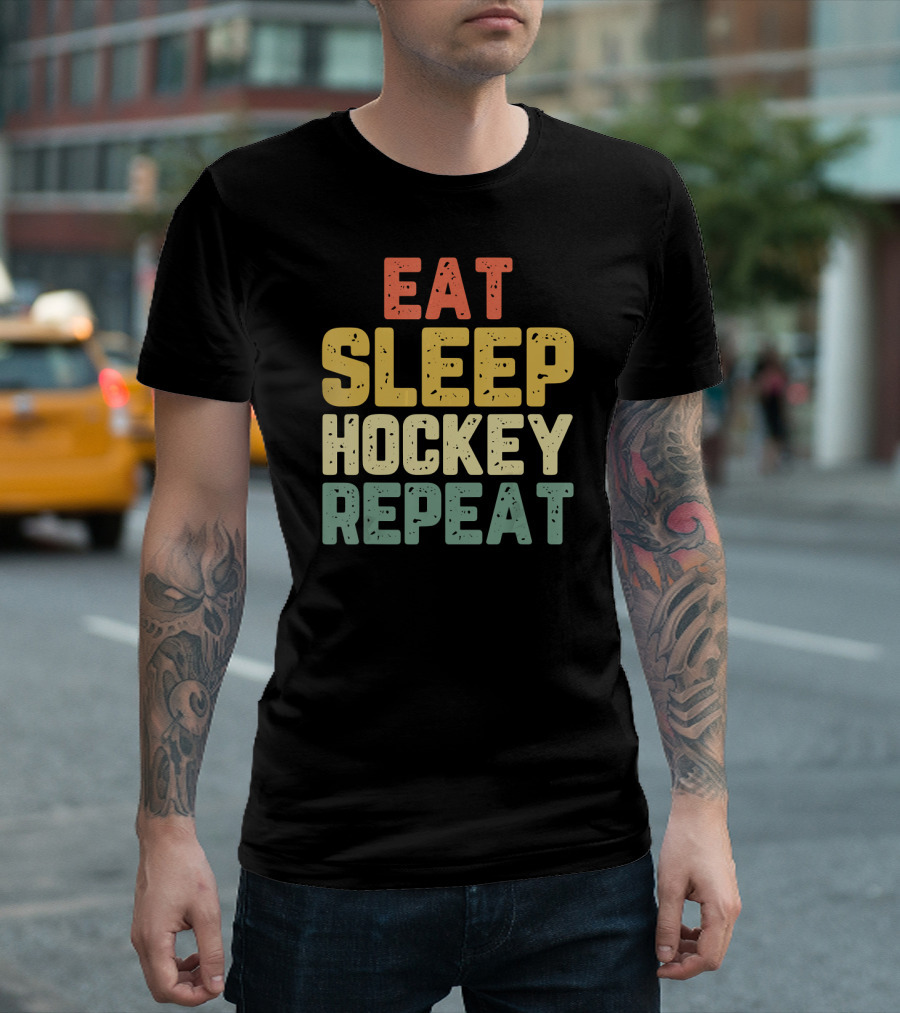 Eat Sleep Hockey Repeat Funny Player Cool Sports Lifestyle T-Shirt