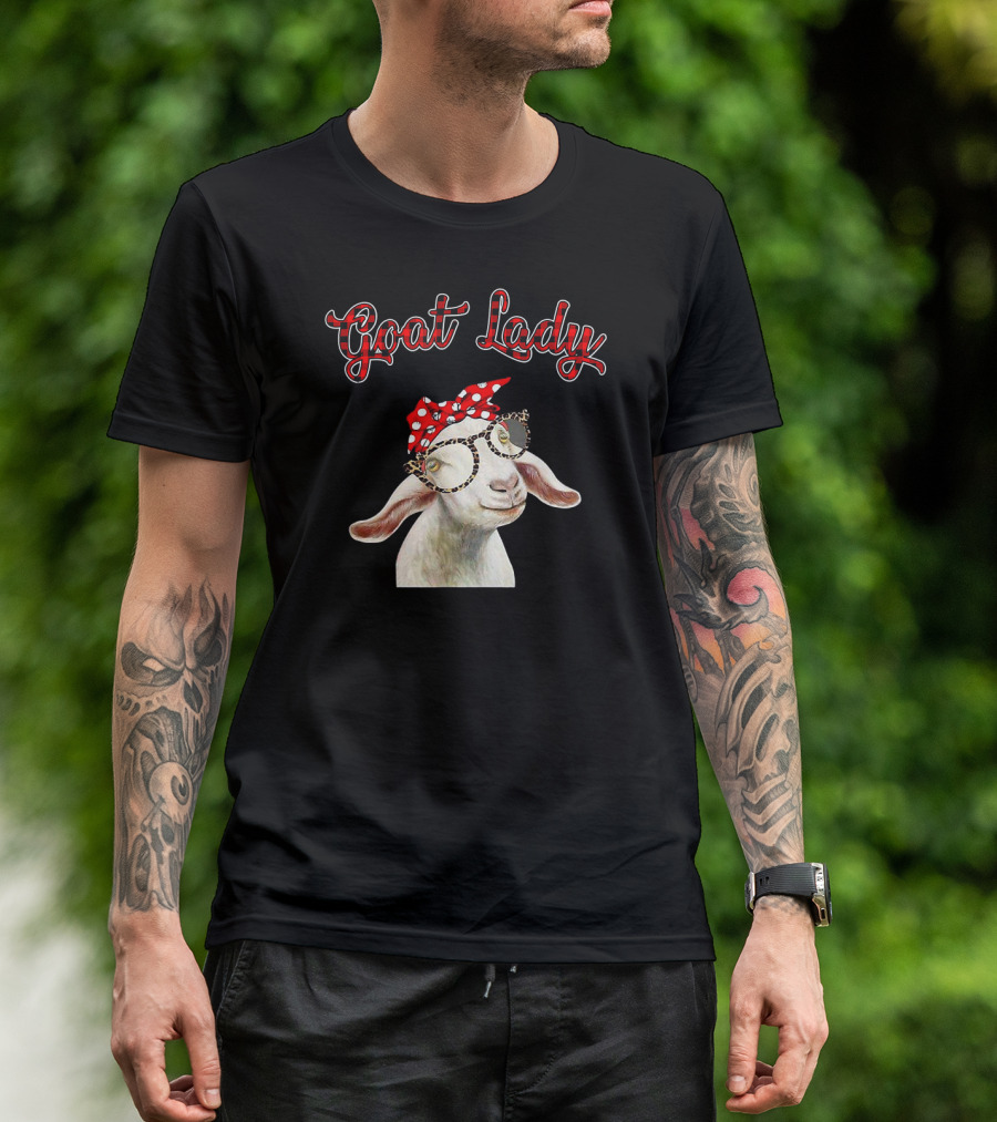 Goat Lady Red Polka Dot Bandana Glasses T-Shirt