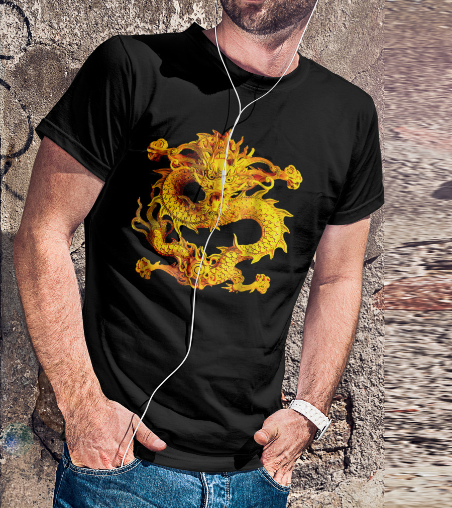 Fearless Golden Chinese Dragon T-Shirt
