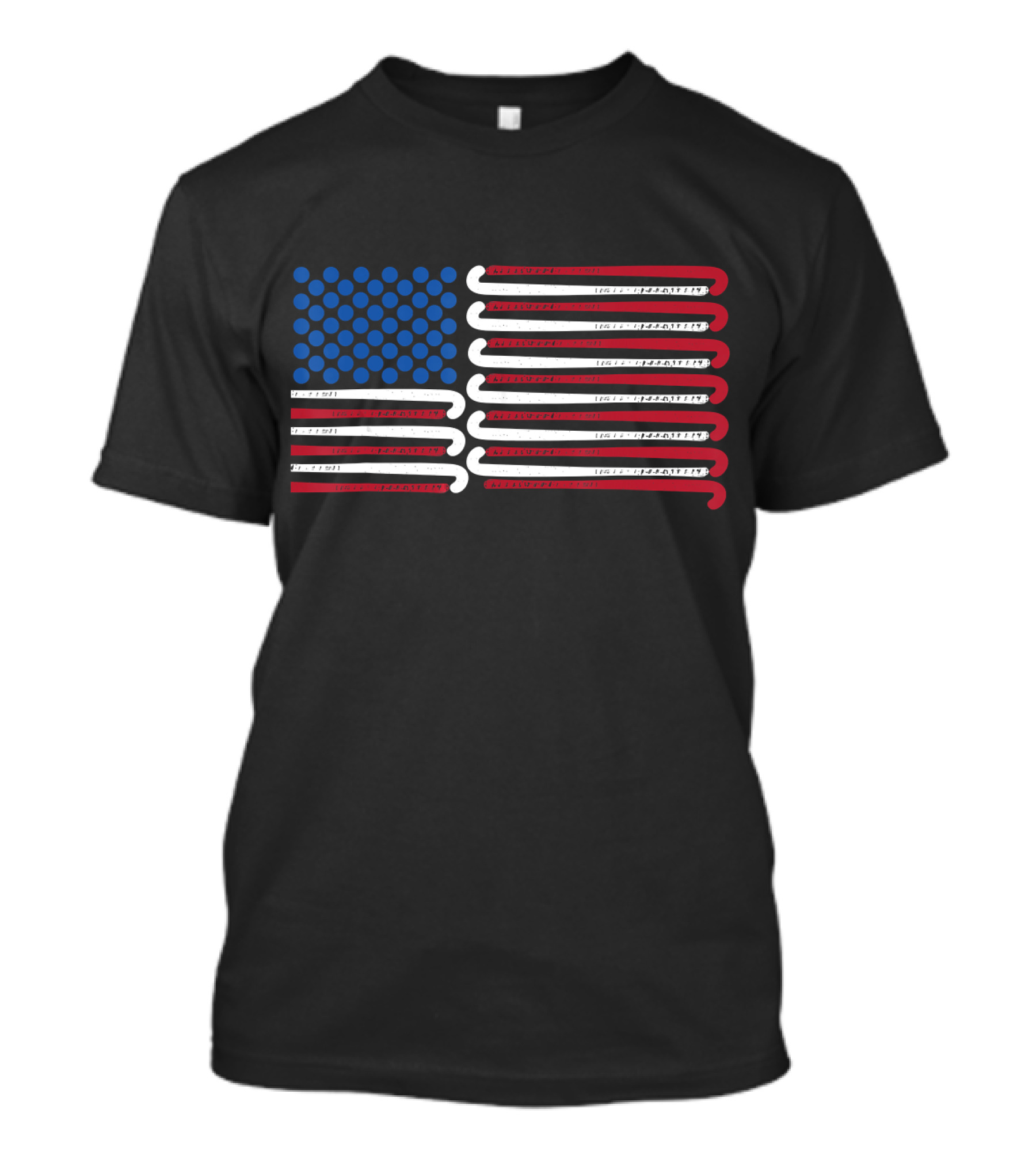 Field Hockey Sticks American Flag With Blue Circles T-Shirt