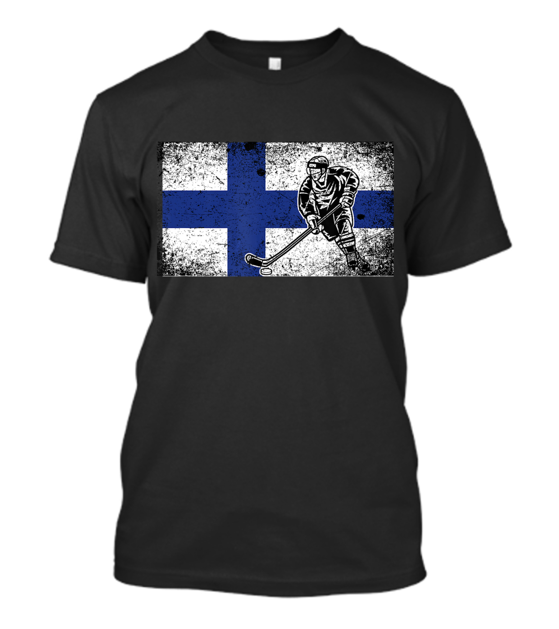 Finnish Hockey Player Suomi Ice Hockey Grunge Finland Flag T-Shirt