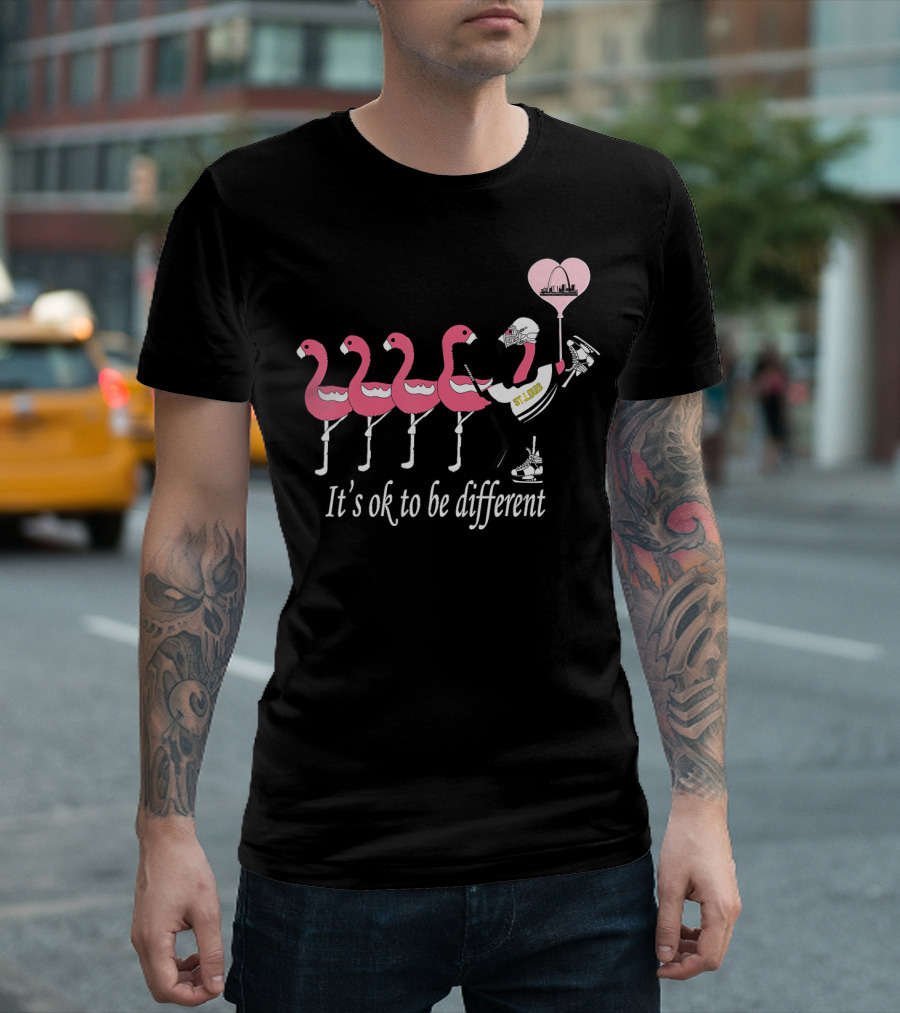 Flamingo St Louis Ice Hockey Lover It's OK to Be Different Arch Balloon T-Shirt