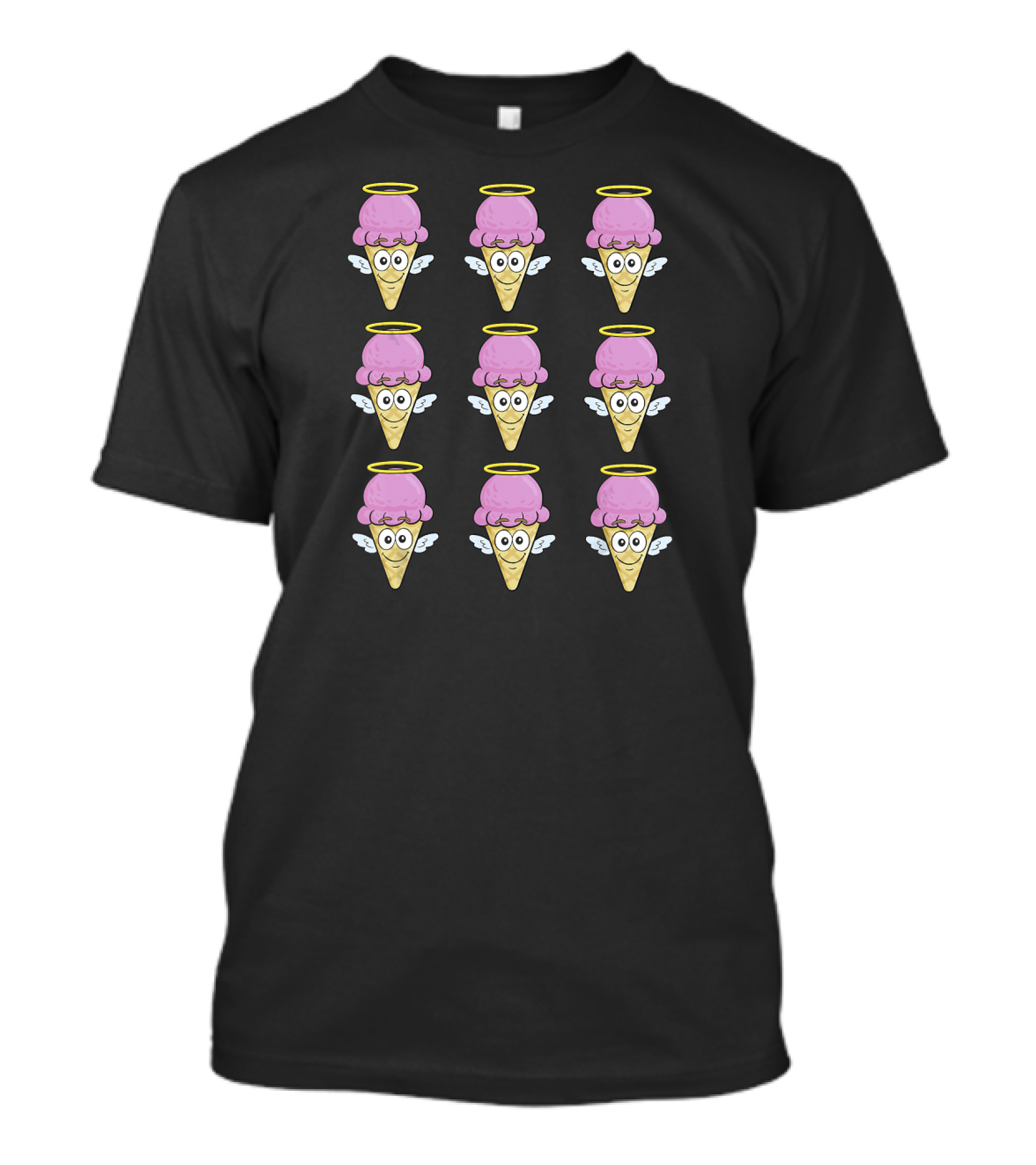 Flying Angel Ice Cream Cones Funny Smiling Faces T-Shirt