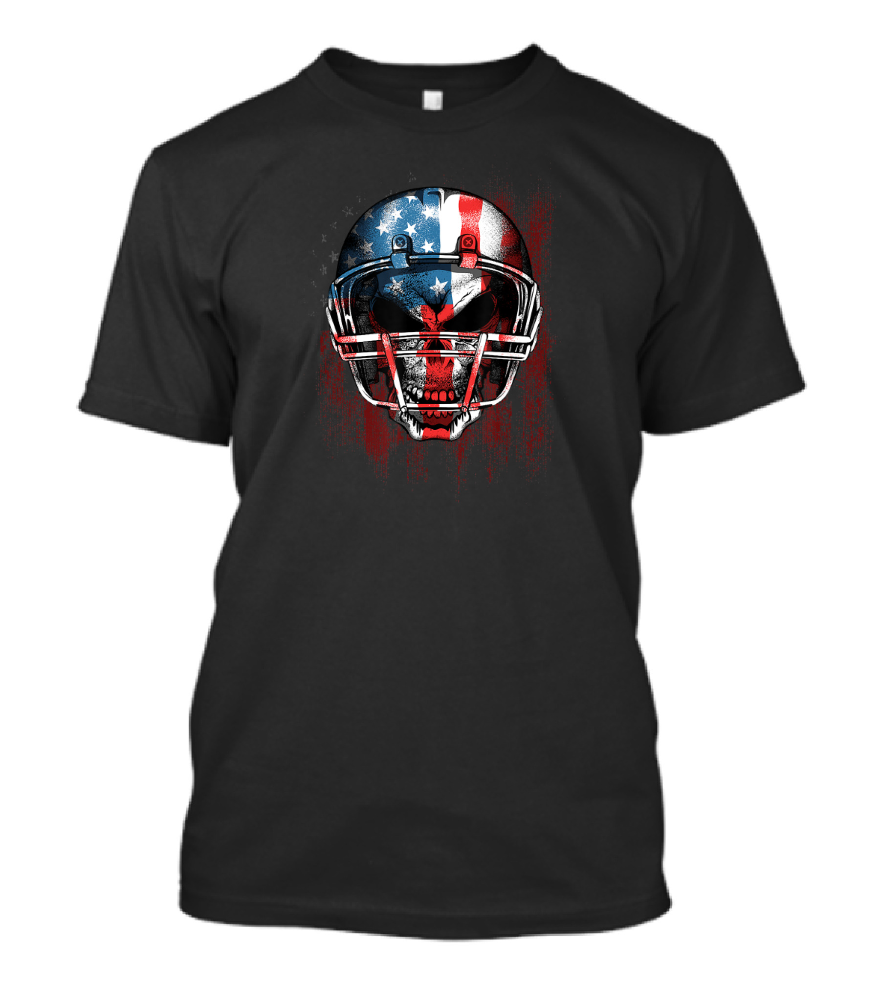 Football Skull USA American Flag Patriotic Helmet T-Shirt