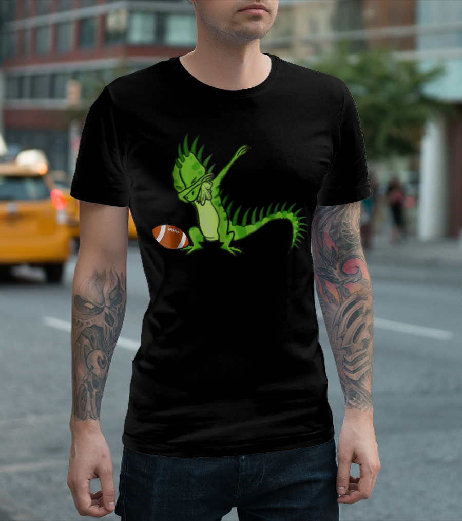 Dabbing Iguana With Football T-Shirt