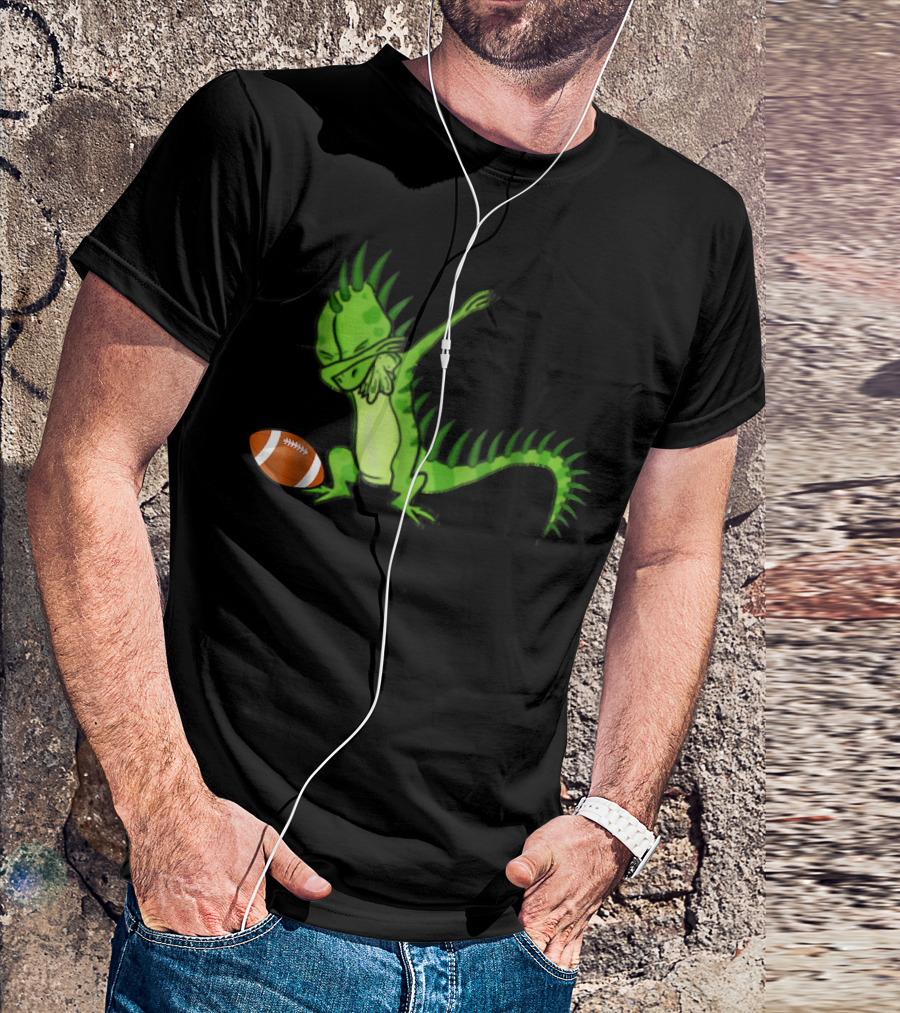 Dabbing Iguana With Football T-Shirt