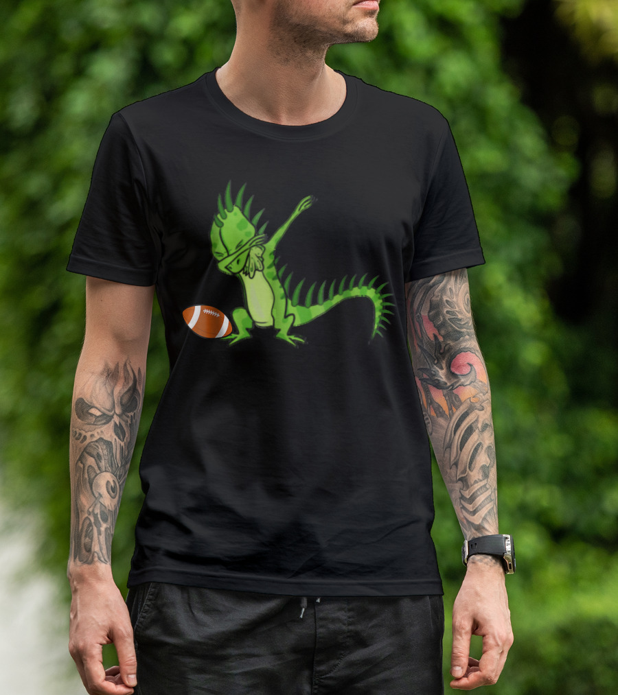 Dabbing Iguana With Football T-Shirt
