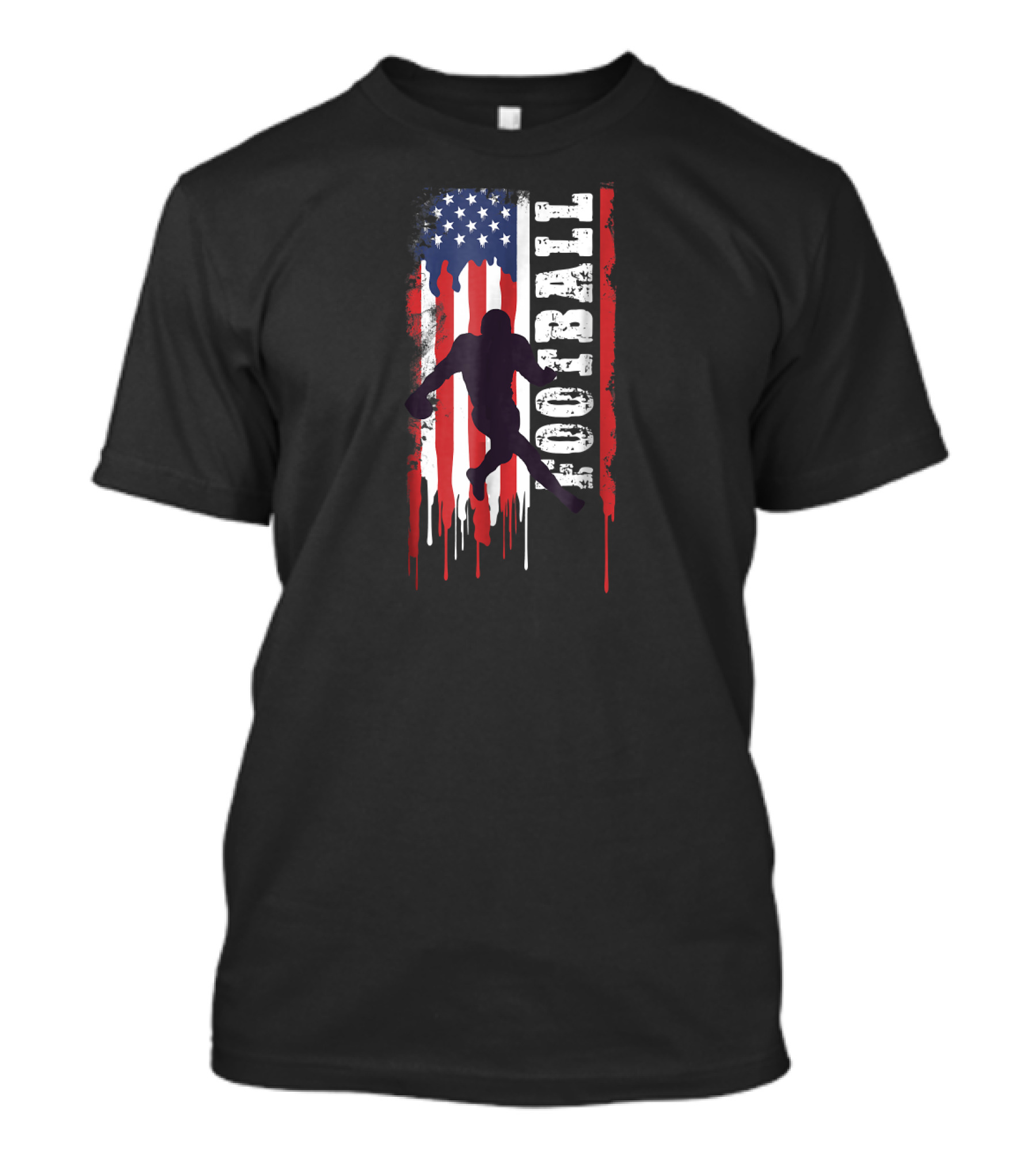 Football Player Silhouette Vintage American Flag T-Shirt