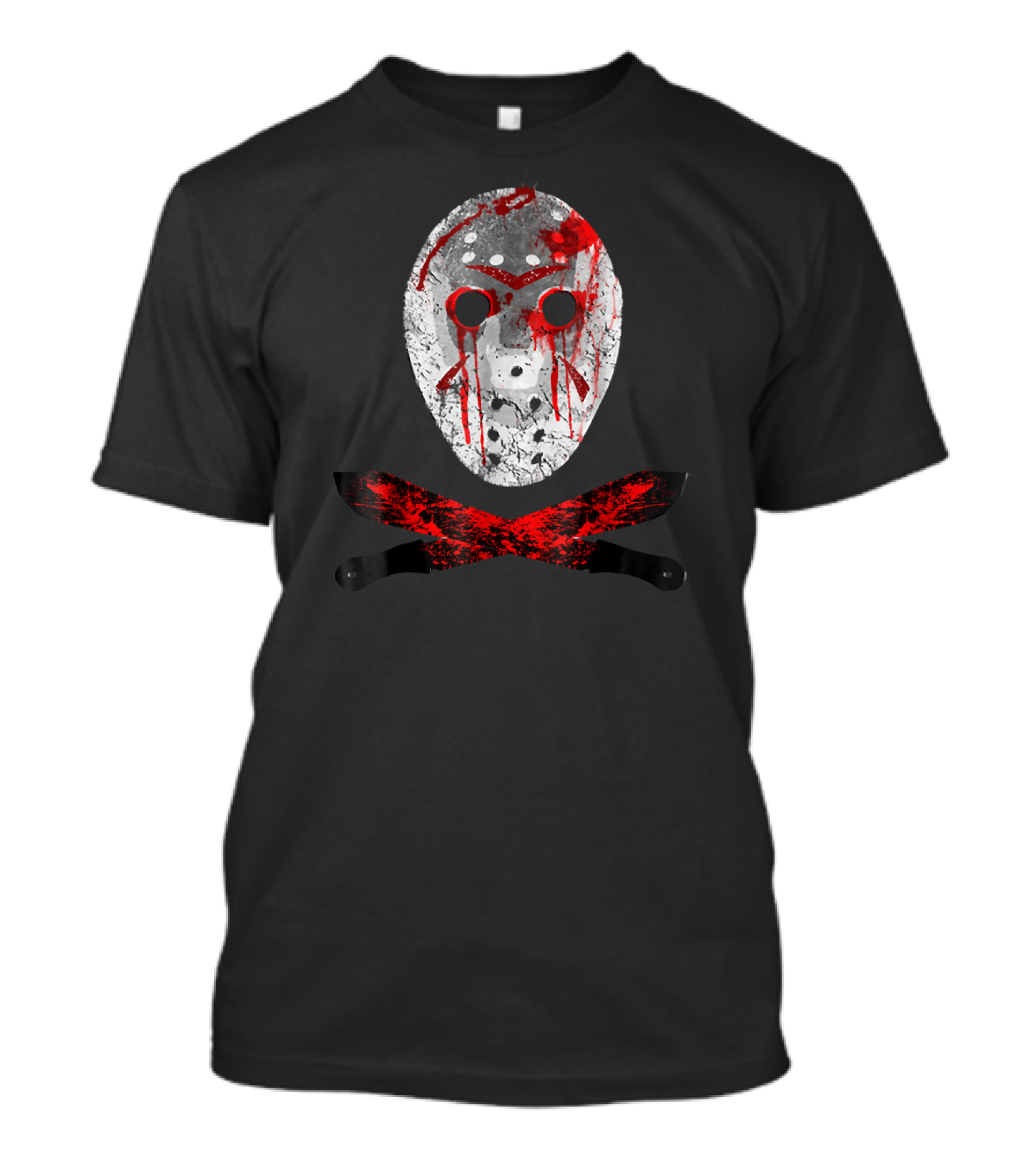 Friday 13TH Jason Mask Bloody Machete Horror Iconic T-Shirt