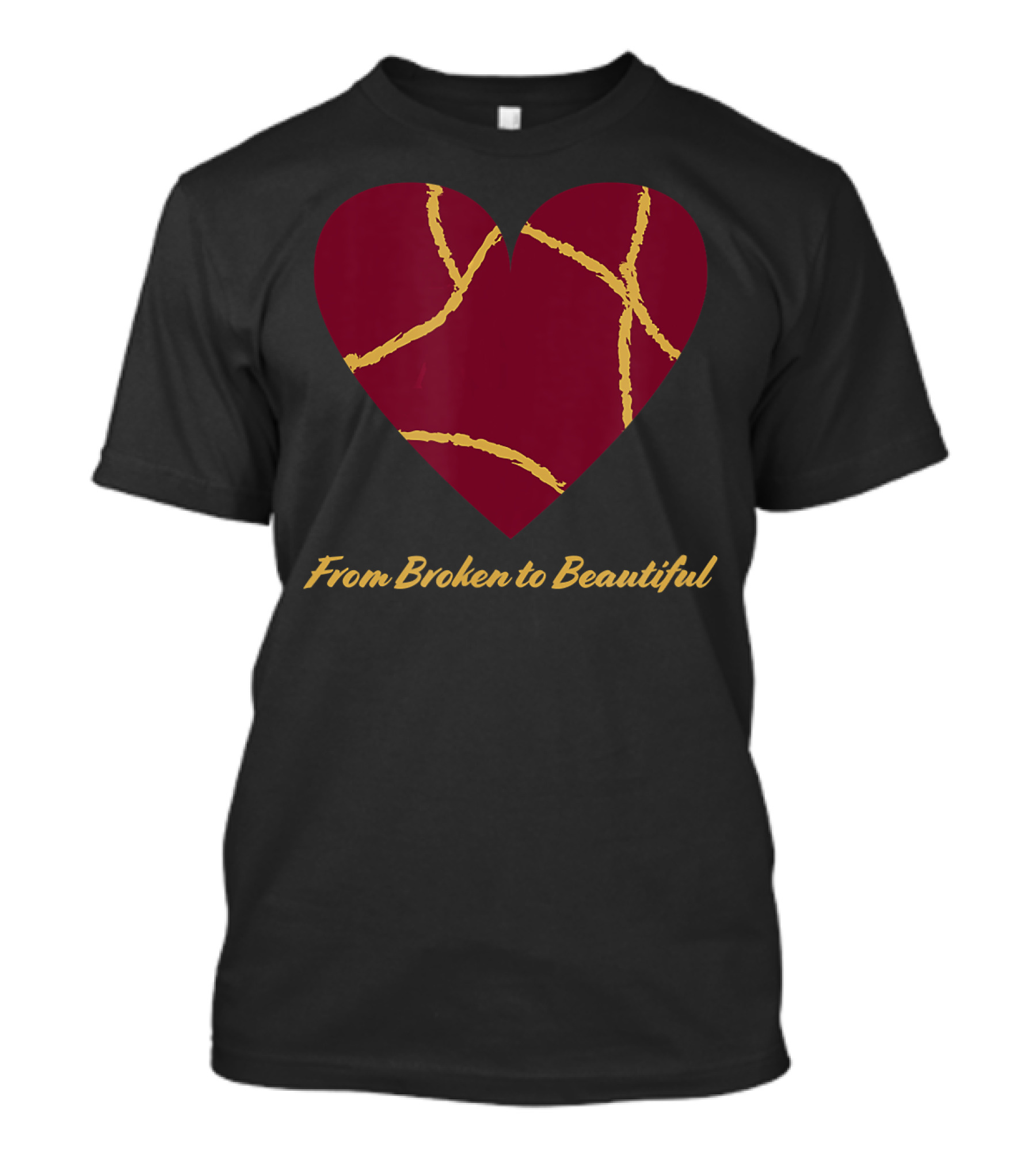 From Broken To Beautiful Kintsugi Heart T-Shirt