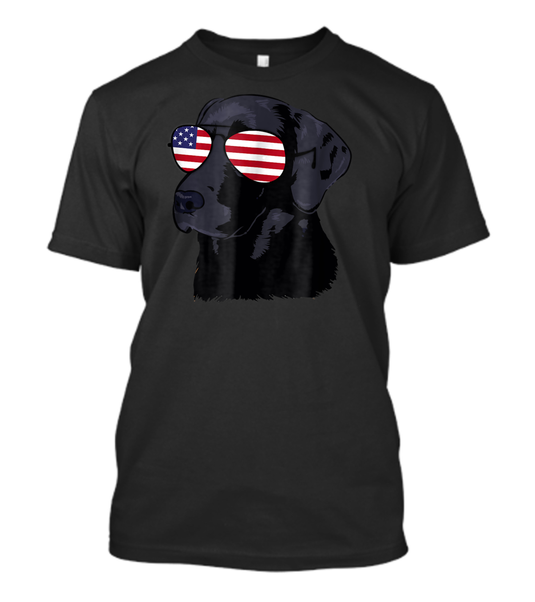 Funny Black Lab American Flag Sunglasses Dog T-Shirt