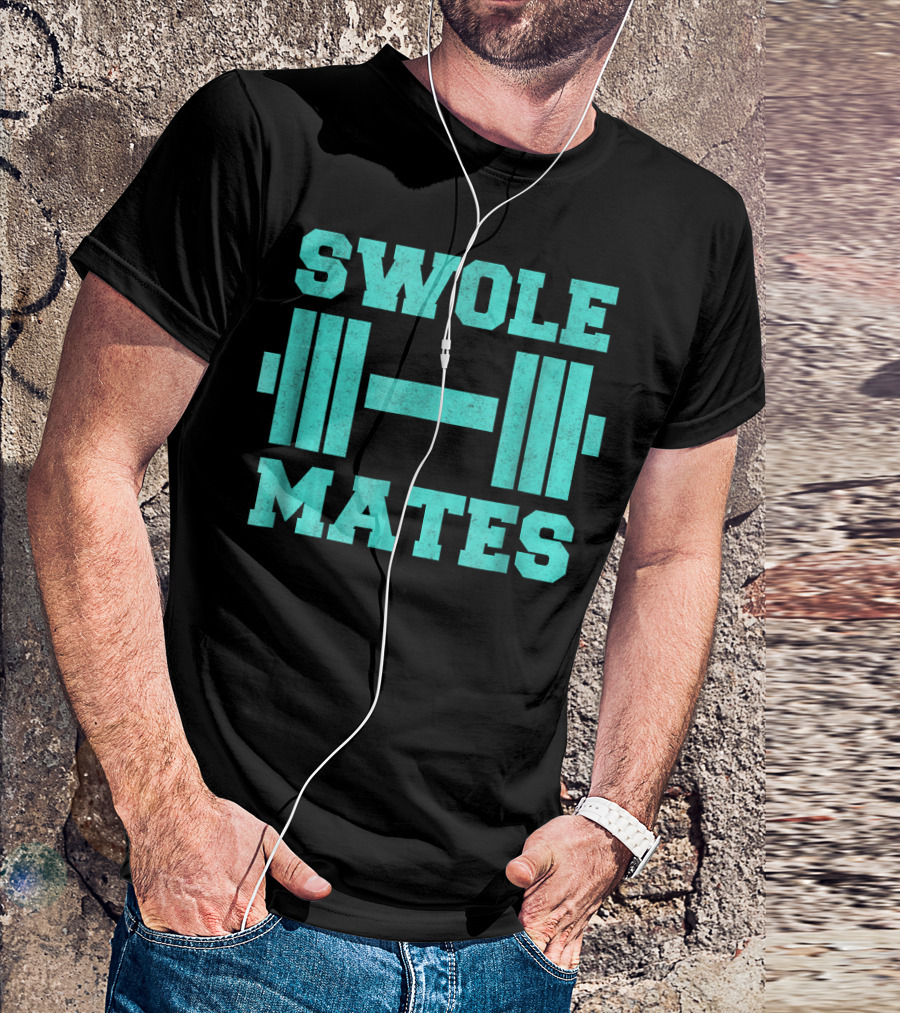 Funny Couples Swole Mates Matching Fitness Barbell T-Shirt