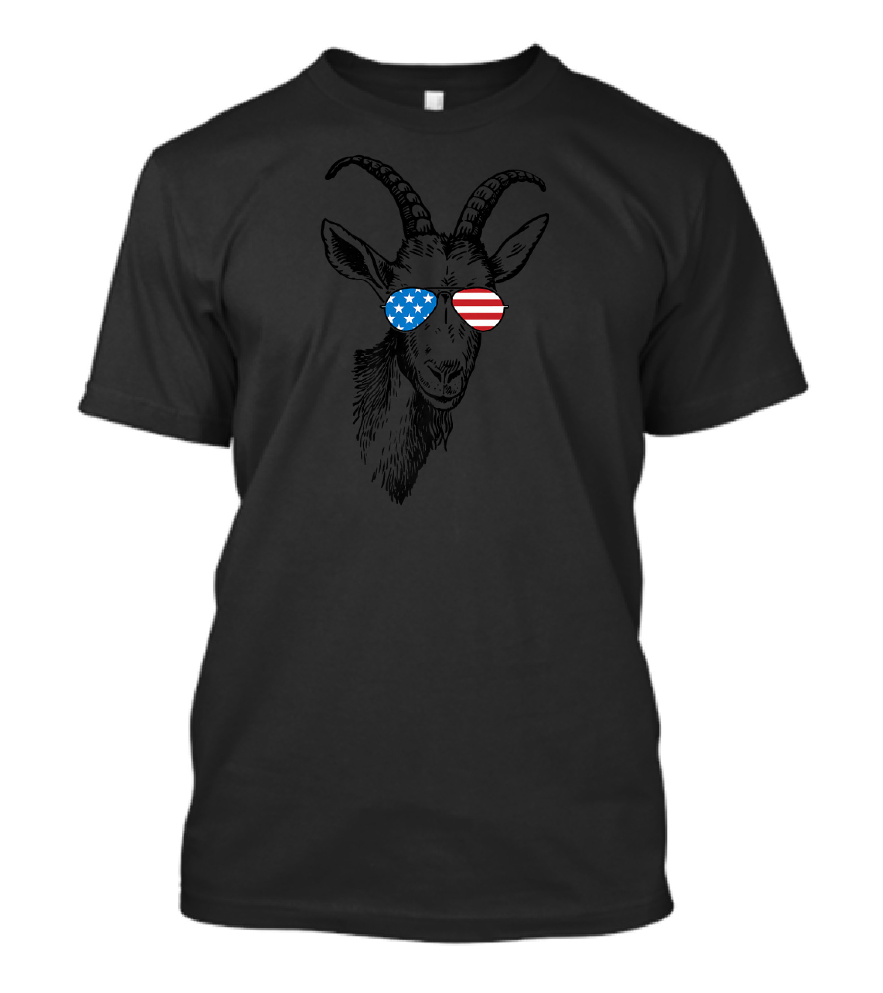 Funny Goat With Patriotic USA Flag Aviator Glasses T-Shirt