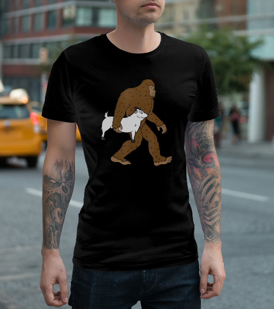 Goat Bigfoot Sasquatch Carrying Pet Funny T-Shirt