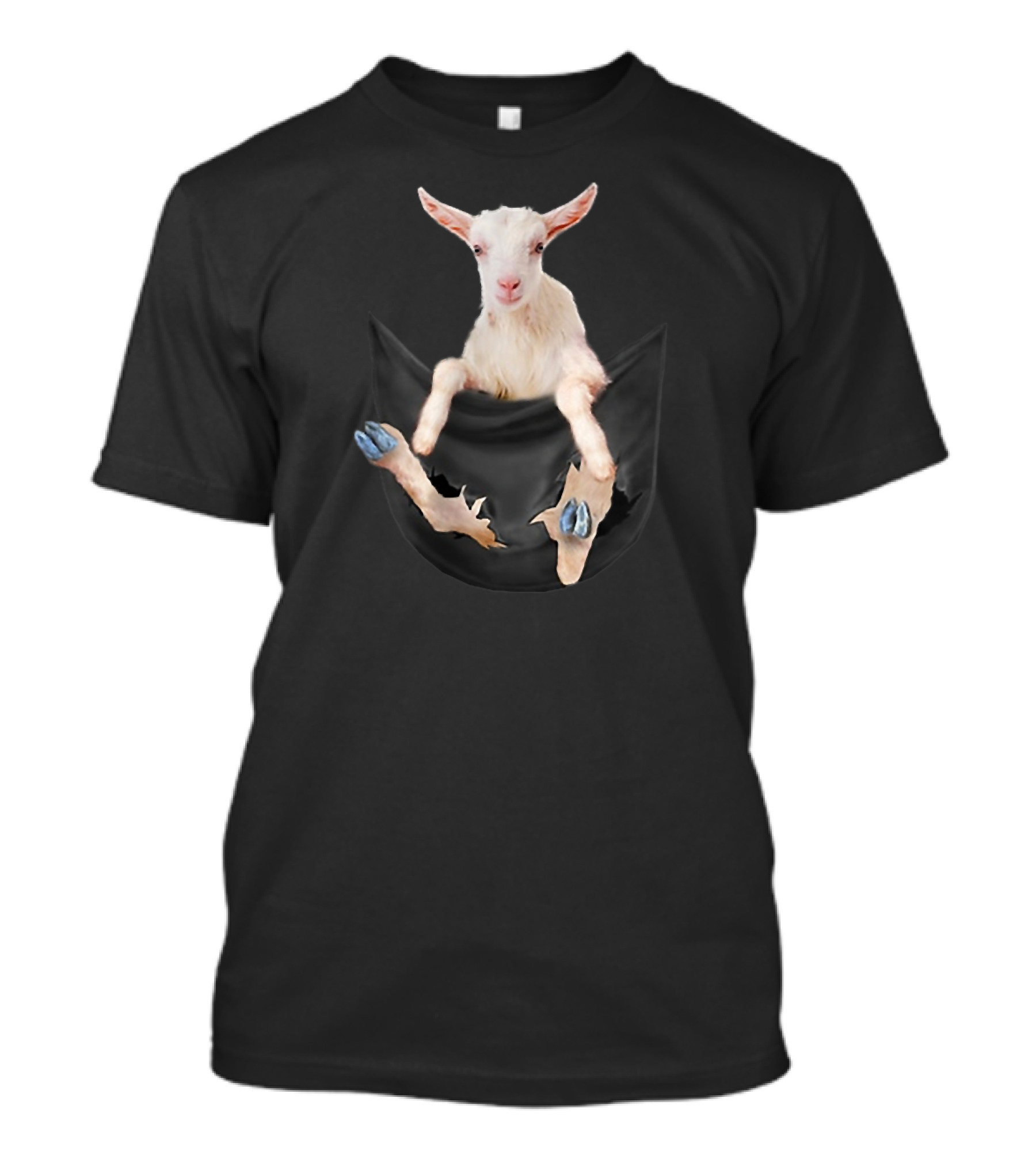 Goat Popping Out Of Pocket T-Shirt