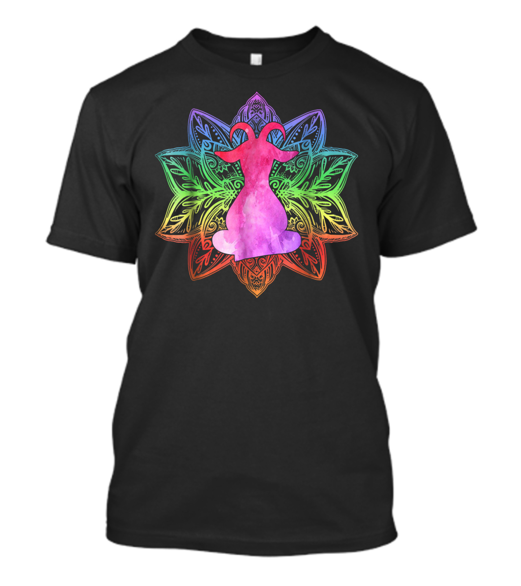 Goat Mandala Yoga Chakra Namaste Om Meditation Rainbow Lotus T-Shirt