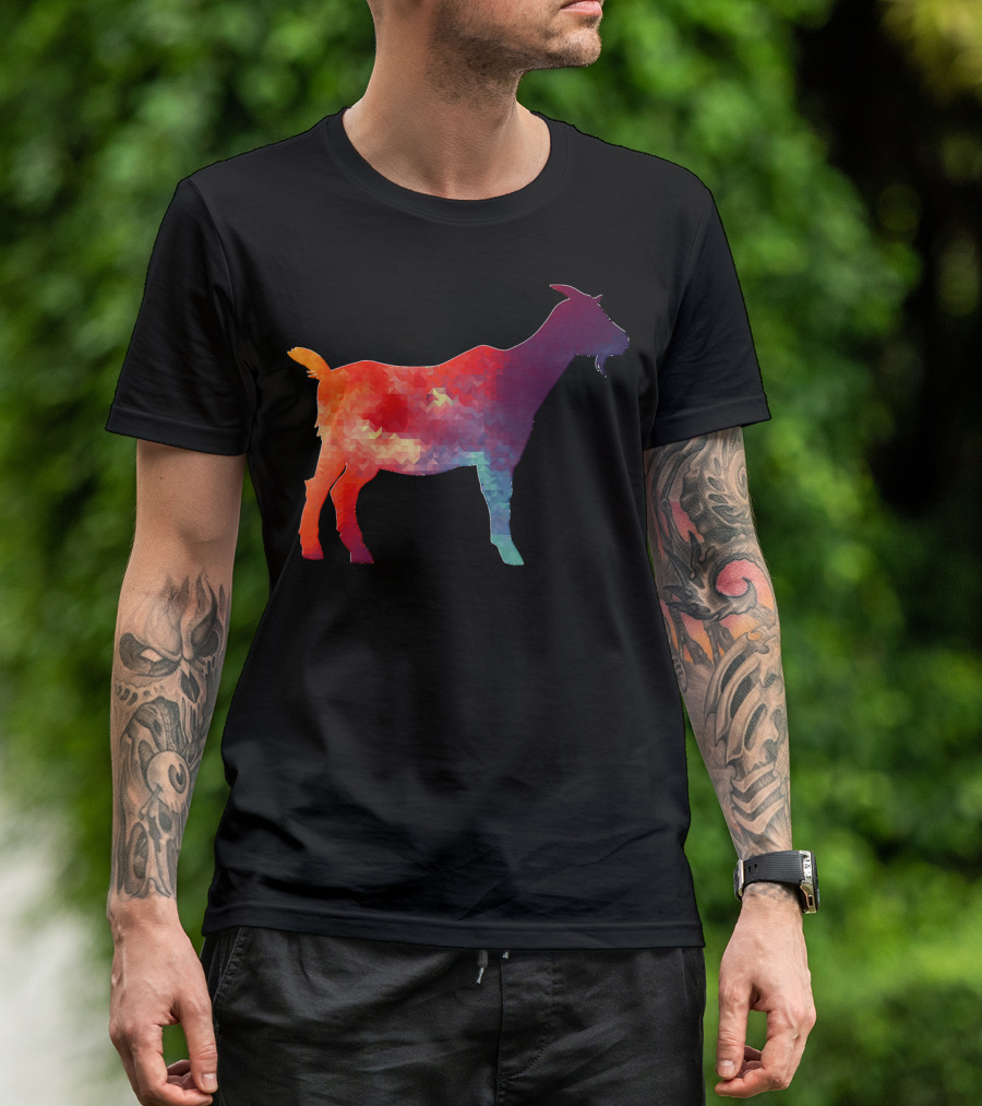 Goat Colorful Silhouette For Goats Girl T-Shirt