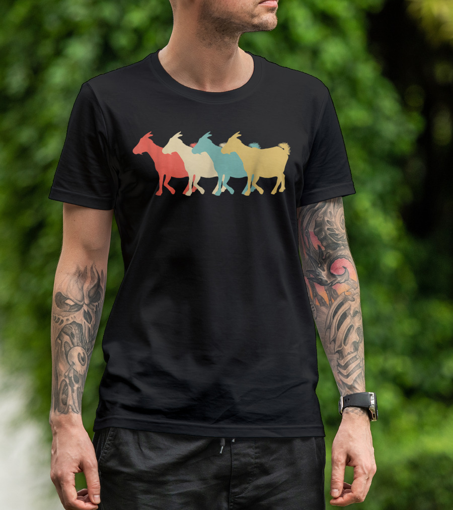 Goat Vintage Whisperer Retro Colorful Quartet T-Shirt