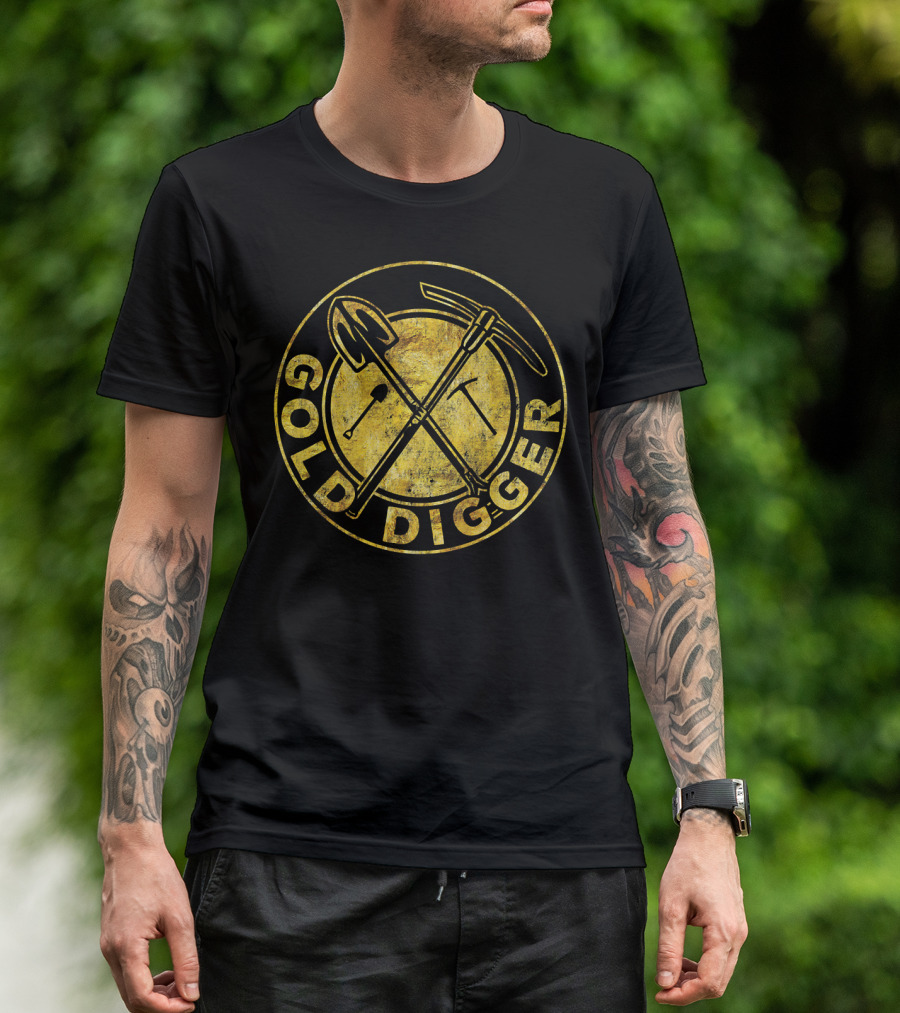 Gold Digger Mining Shovel And Pickaxe Circle T-Shirt