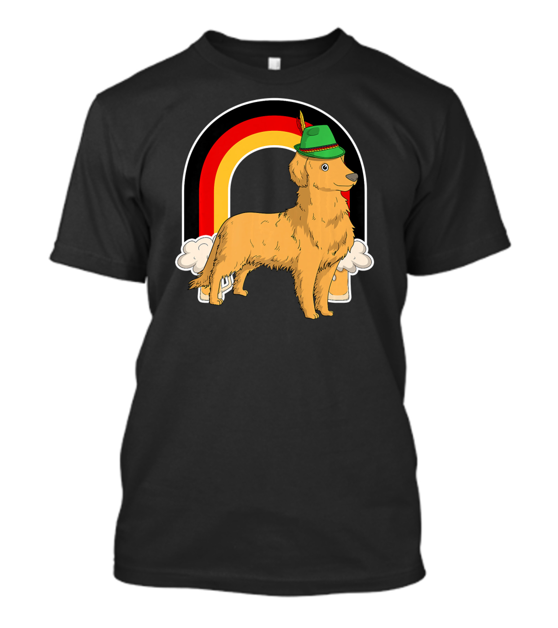 Golden Retriever Dog In Oktoberfest Outfit With German Flag Colors T-Shirt