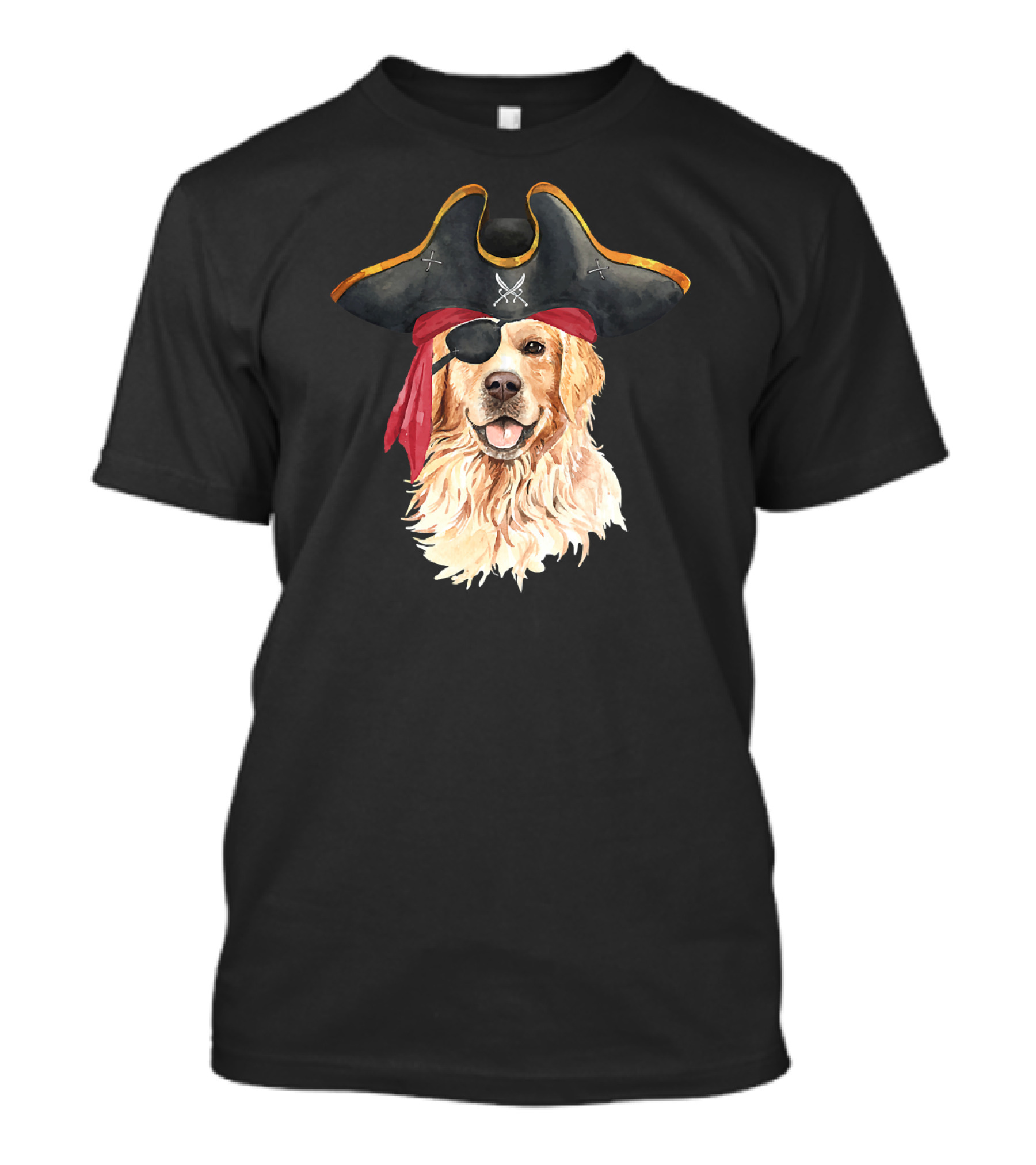 Golden Retriever Pirate Dog With Hat And Eye Patch T-Shirt
