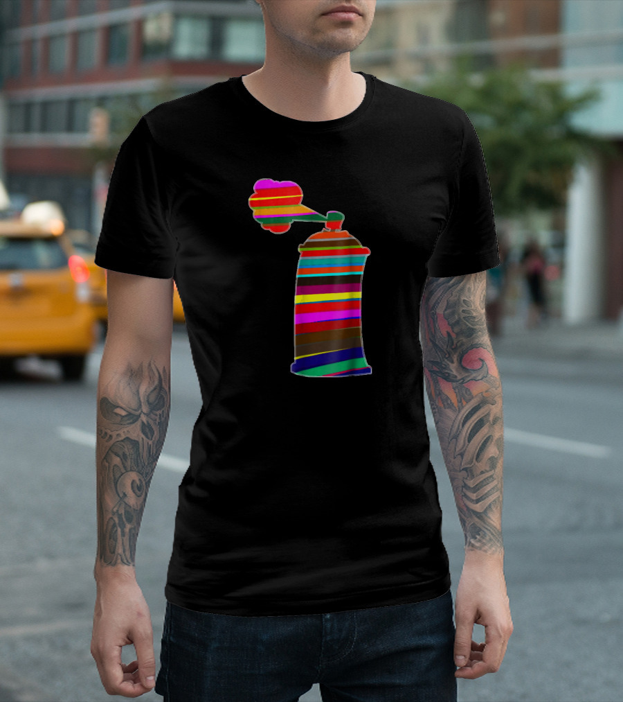 Colorful Striped Graffiti Spray Can T-Shirt
