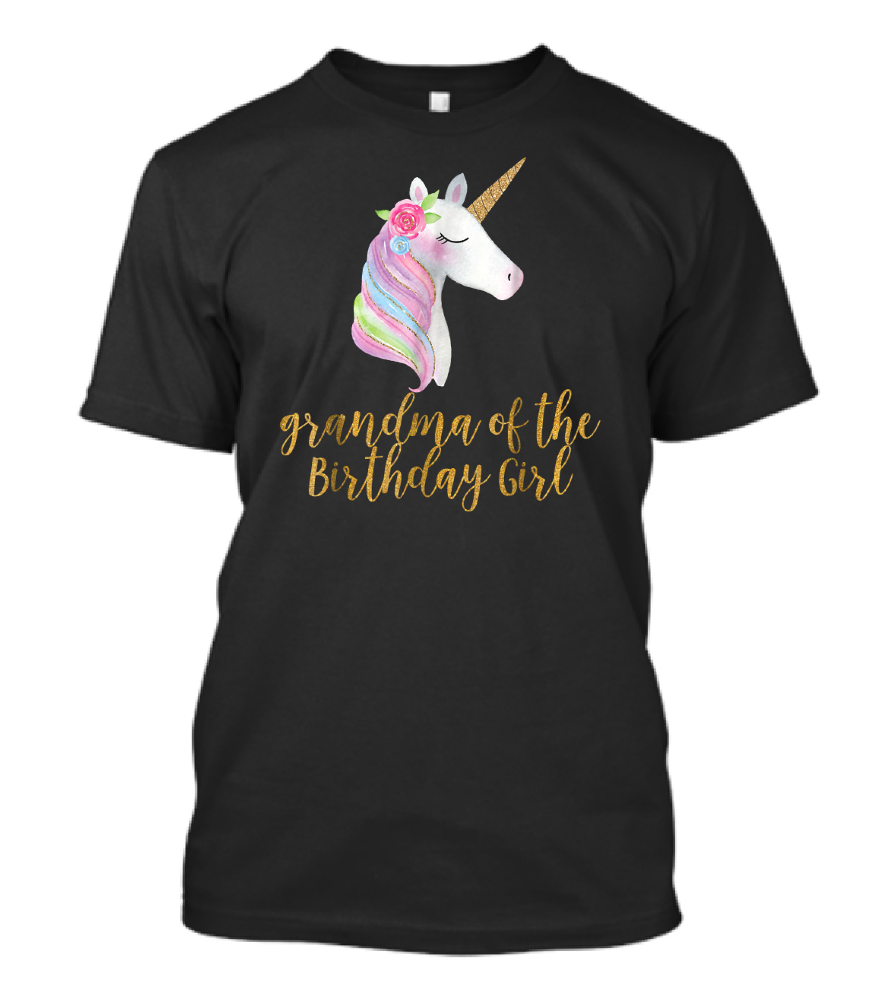 Grandma Of The Birthday Girl Pink Unicorn T-Shirt