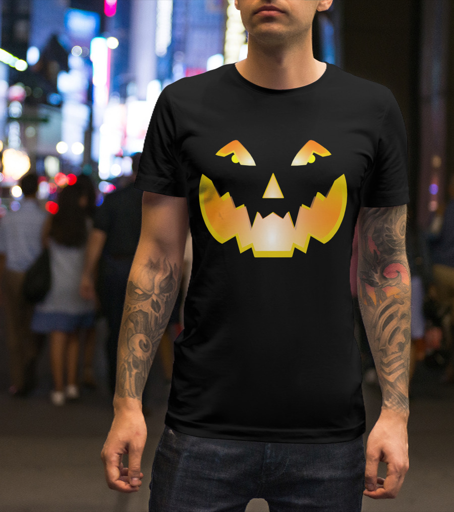 Halloween Pumpkin Scary Face Glowing Jack O'Lantern T-Shirt