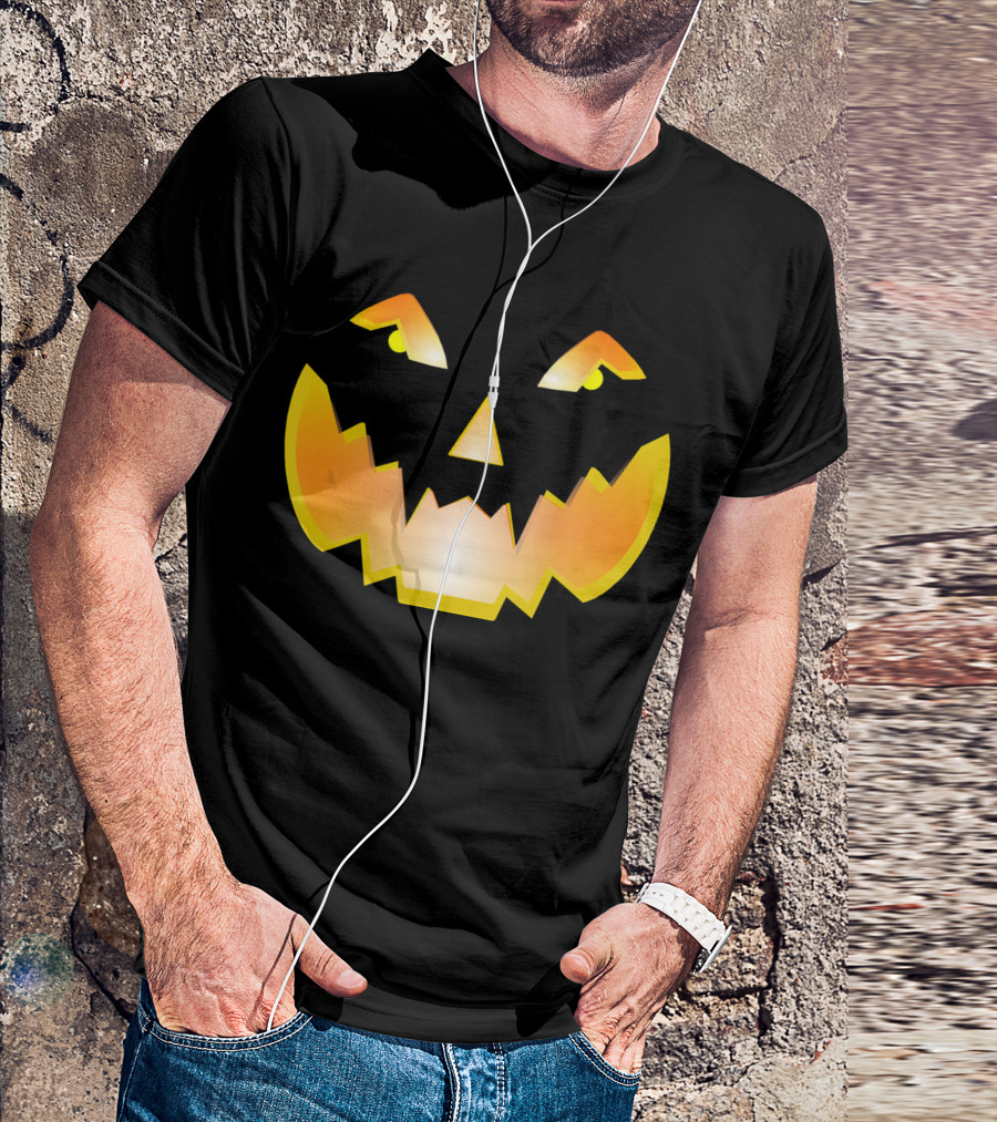 Halloween Pumpkin Scary Face Glowing Jack O'Lantern T-Shirt