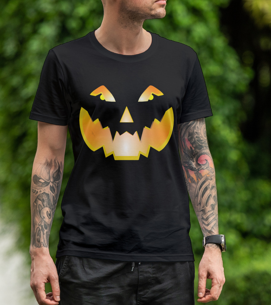 Halloween Pumpkin Scary Face Glowing Jack O'Lantern T-Shirt