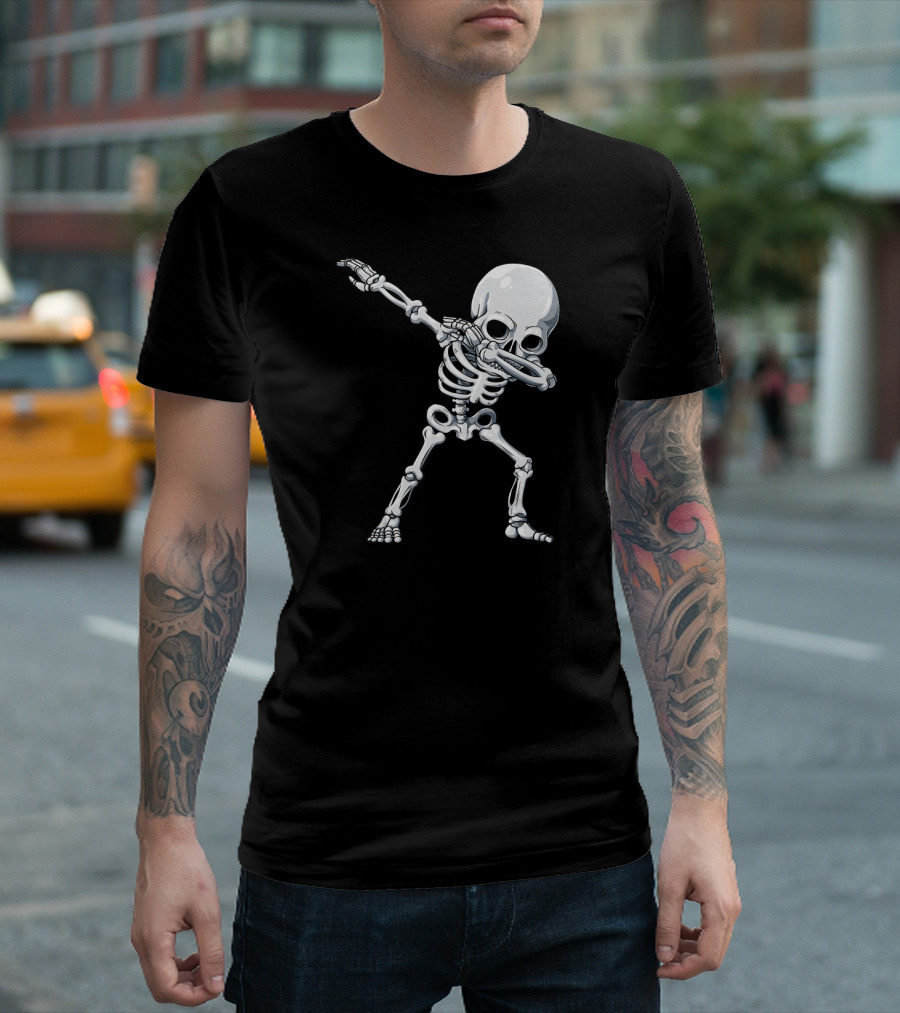 Halloween Kids Dabbing Skeleton Iconic Dance Pose T-Shirt