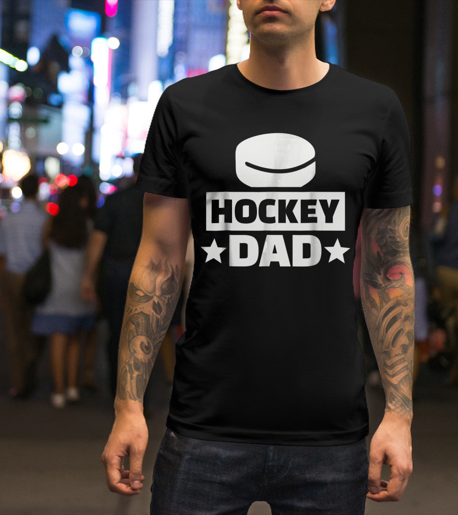 HOCKEY DAD Puck And Stars T-Shirt