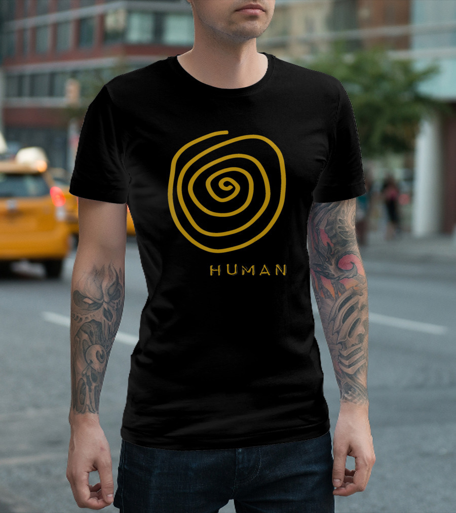 Human Spiral Symbol In Gold T-Shirt