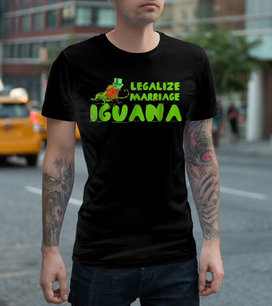 Legalize Marriage Iguana With Humorous Top Hat And Tie T-Shirt