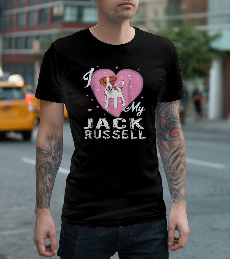 I Love My Jack Russell Jack Russ Heart and Dog T-Shirt