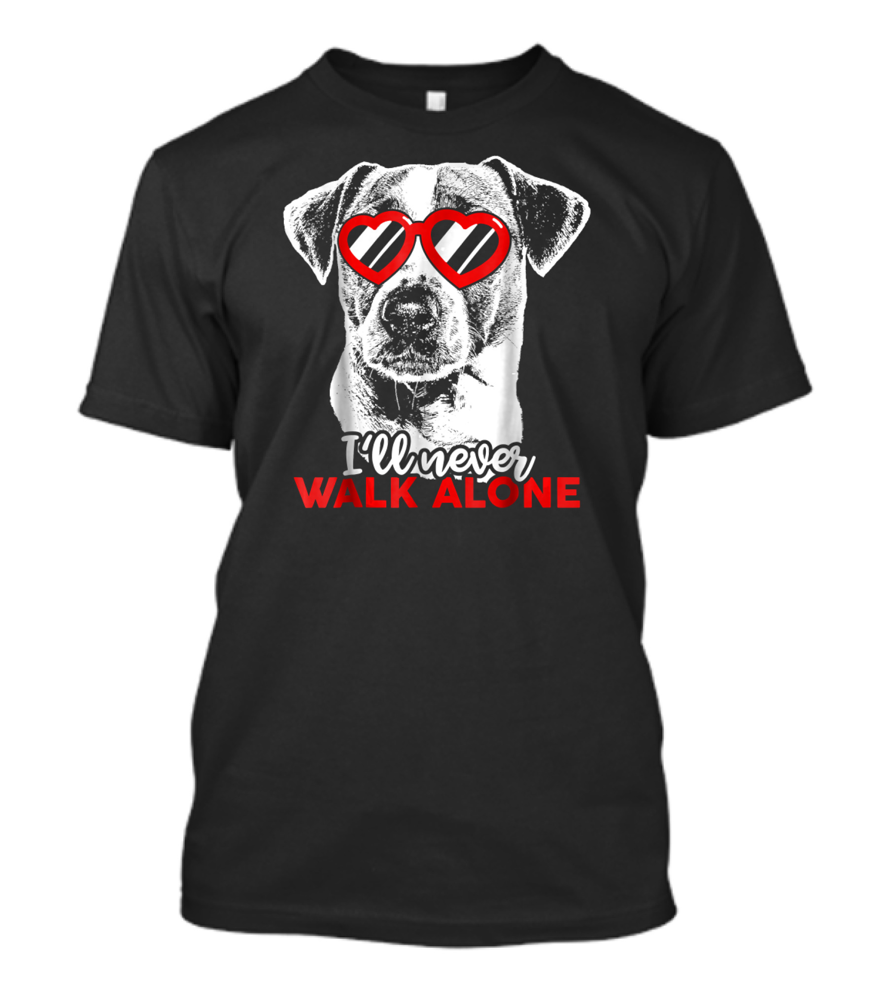 I'll Never Walk Alone Jack Russell Terrier With Heart Glasses T-Shirt