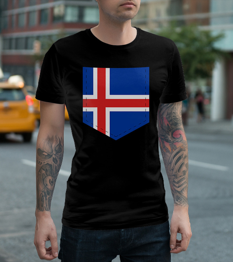 Iceland Flag Pocket Style With Iceland T-Shirt