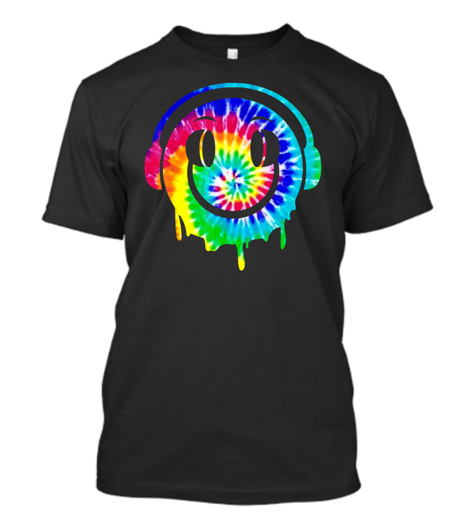 Tie Dye Melting Smiling Face Headphones T-Shirt