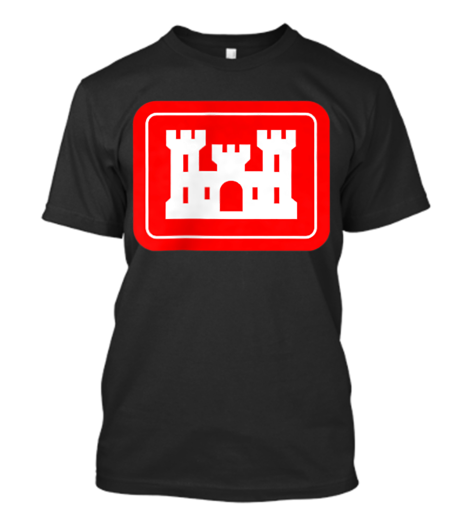 United States Army Corps Of Engineers DOD Castle Icon Red And White T-Shirt