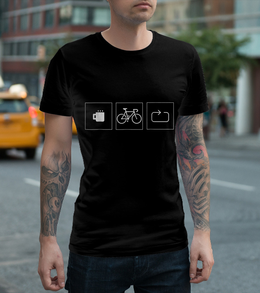 Uphill Industries Coffee Bicycle Repeat Icons T-Shirt