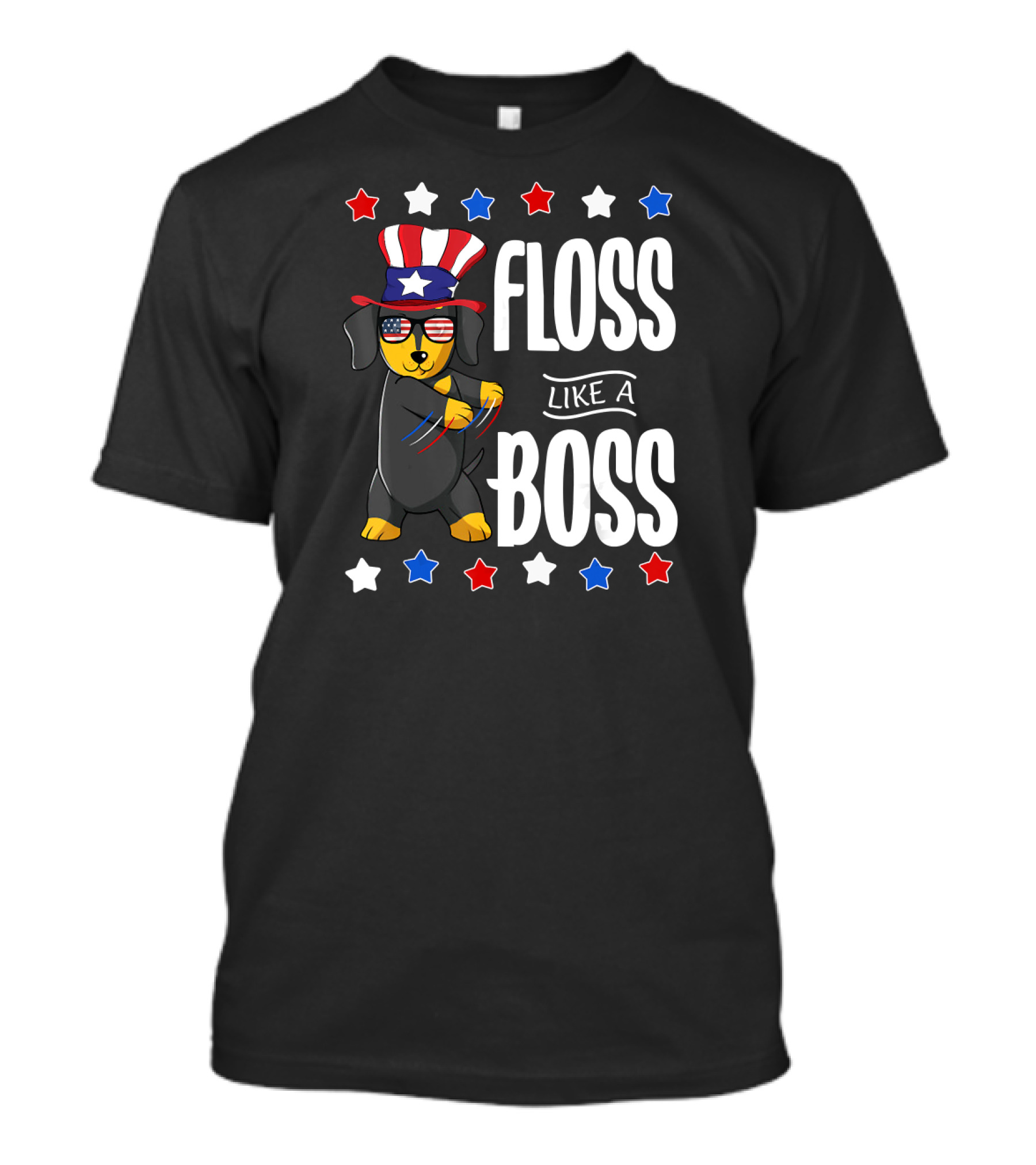 Floss Like A Boss Dachshund US Flag 4th Of July T-Shirt