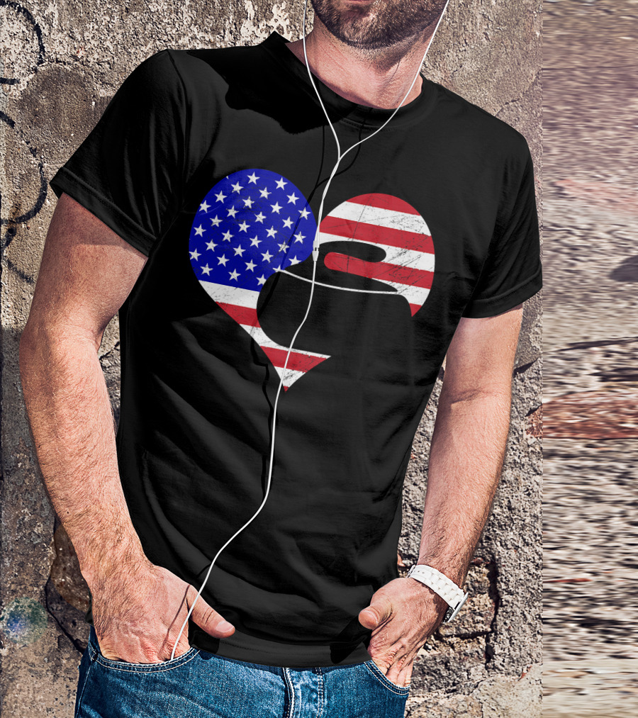 USA Flag Heart Curling Love T-Shirt