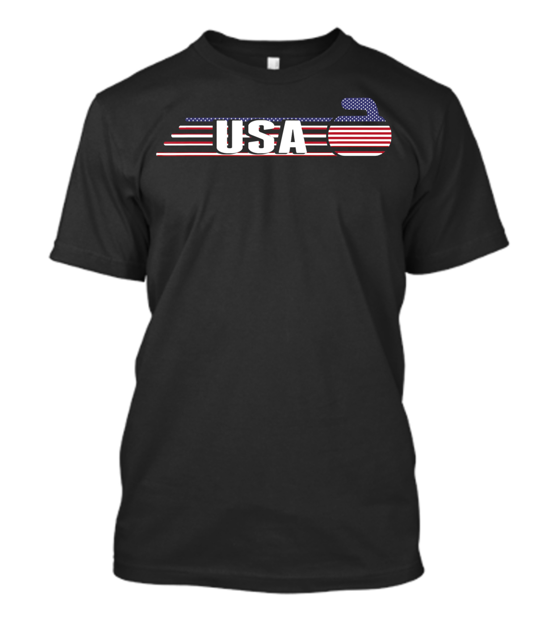 USA Curling Team Flag Rock Vintage Wint T-Shirt
