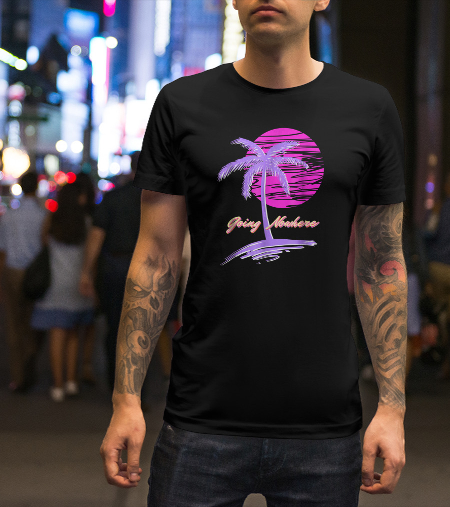 Vaporwave Beach Going Nowhere Pastel Sunset Palm Tree T-Shirt