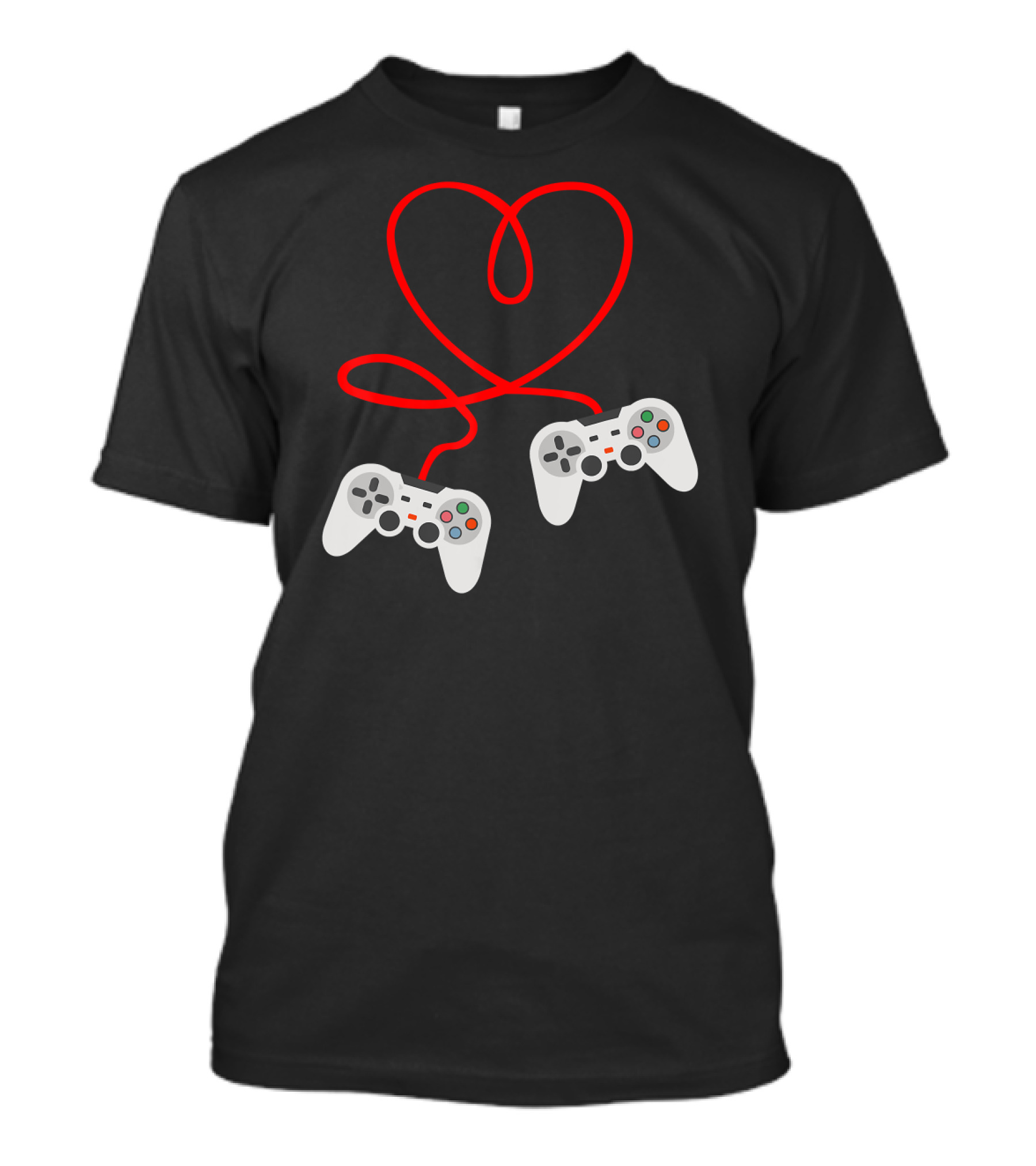 Video Gamer Valentine's Day Heart-Shaped Controller Cables T-Shirt