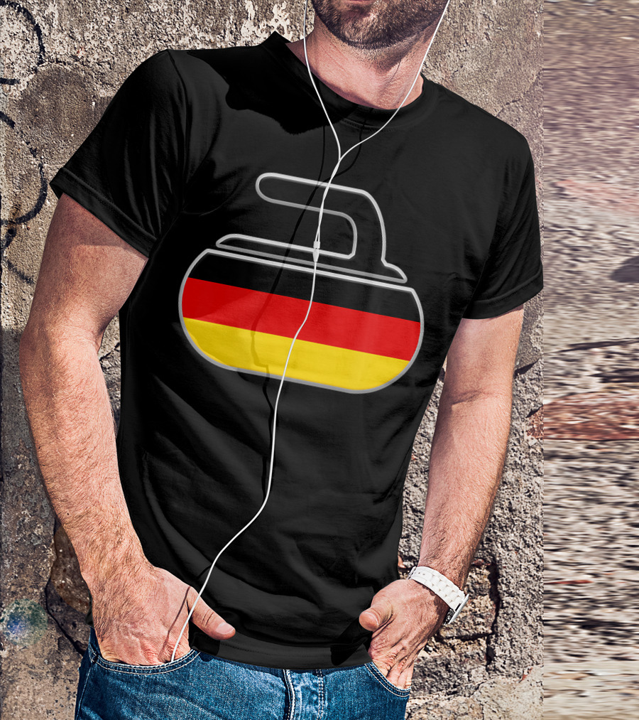 Vintage Curling Stone Germany German Flag Curling T-Shirt